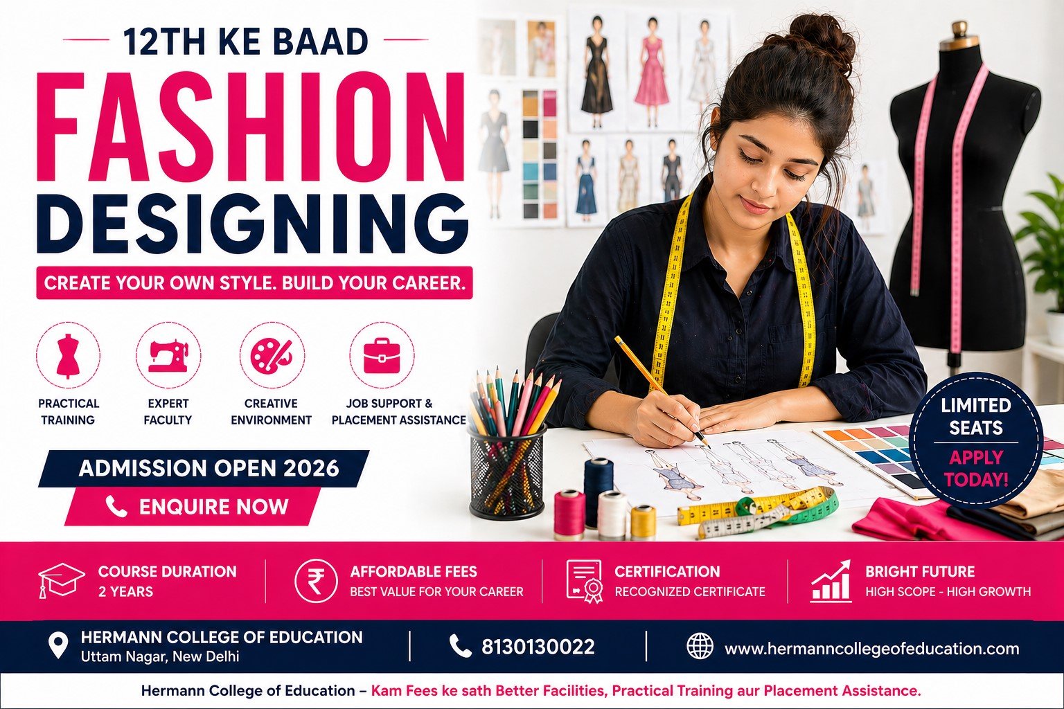 12th ke baad fashion designing course Delhi me kaise kare – fees, duration, placement Hermann College of Education
